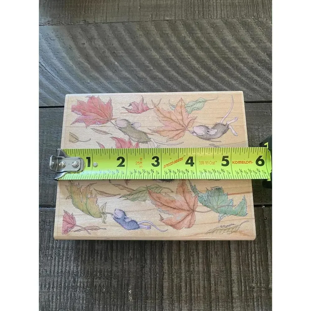 House Mouse Fall Commuters 2003 wood block rubber stamp